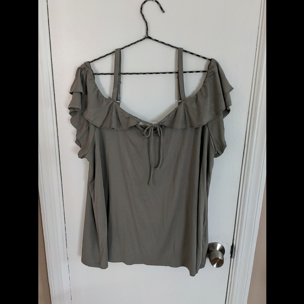Cold shoulder top with ruffle